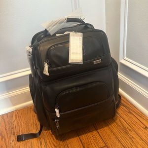Tumi black leather backpack Alpha 3 Brand new